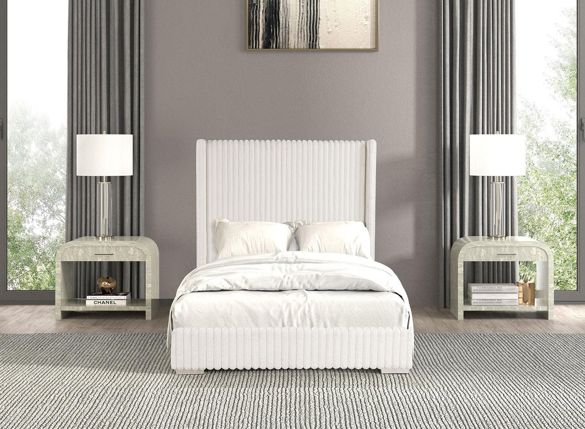 Cadwell White King Upholstered Platform Bed by Furniture of America at Eve Furniture