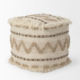 Caela Beige/Brown Wool, Cotton and Felt Popcorn Stitch Square Pouf by Mercana at Eve Furniture