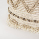 Caela Beige/Brown Wool, Cotton and Felt Popcorn Stitch Square Pouf by Mercana at Eve Furniture