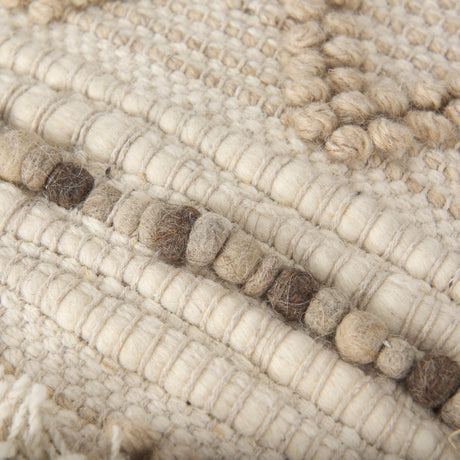 Caela Beige/Brown Wool, Cotton and Felt Popcorn Stitch Square Pouf by Mercana at Eve Furniture