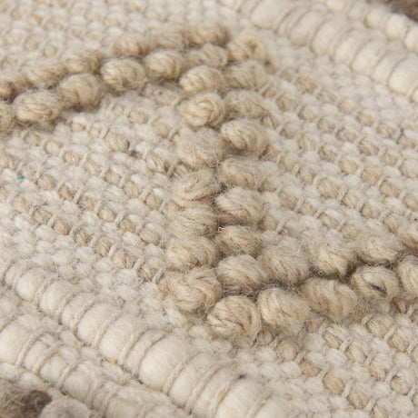 Caela Beige/Brown Wool, Cotton and Felt Popcorn Stitch Square Pouf by Mercana at Eve Furniture