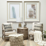 Caela Beige/Brown Wool, Cotton and Felt Popcorn Stitch Square Pouf by Mercana at Eve Furniture