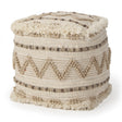 Caela Beige/Brown Wool, Cotton and Felt Popcorn Stitch Square Pouf by Mercana at Eve Furniture
