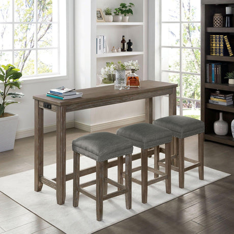 Caerleon Wire-Brushed Gray/Gray 4 Pc. Counter Ht. Dining Set by Furniture of America at Eve Furniture