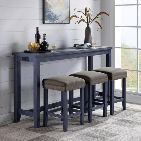 Caerleon Antique Blue/Gray 4 Pc. Counter Ht. Set by Furniture of America at Eve Furniture