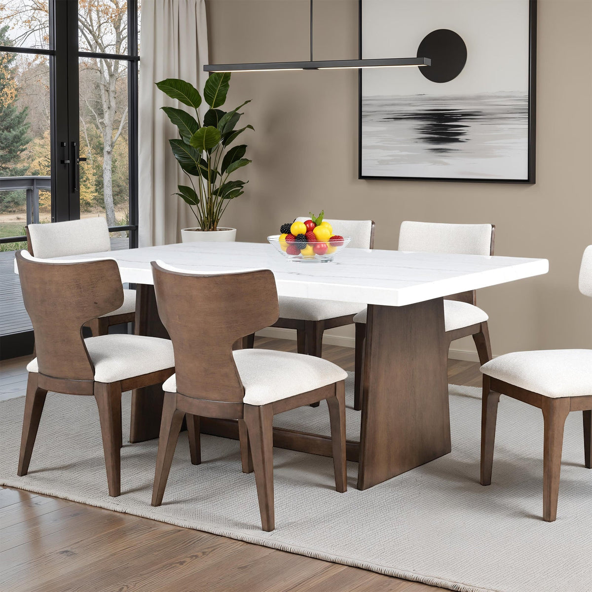 Caerwys Brown/White Dining Table