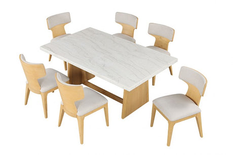 Caerwys Natural 7-Piece Dining Room Set by Furniture of America at Eve Furniture