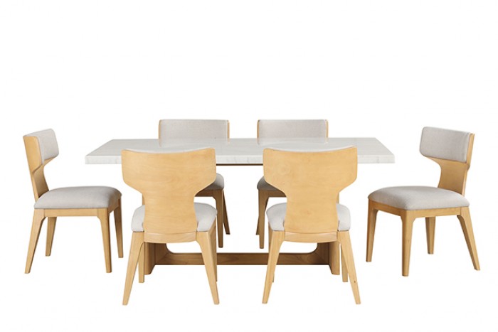 Caerwys Natural 7-Piece Dining Room Set by Furniture of America at Eve Furniture