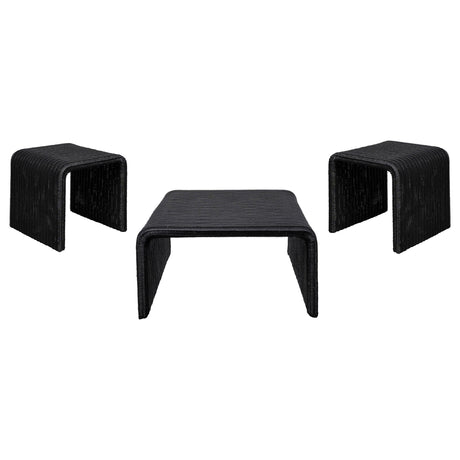 Cahya Black 3-Piece Rattan Coffee and End Table Set by Coaster at Eve Furniture
