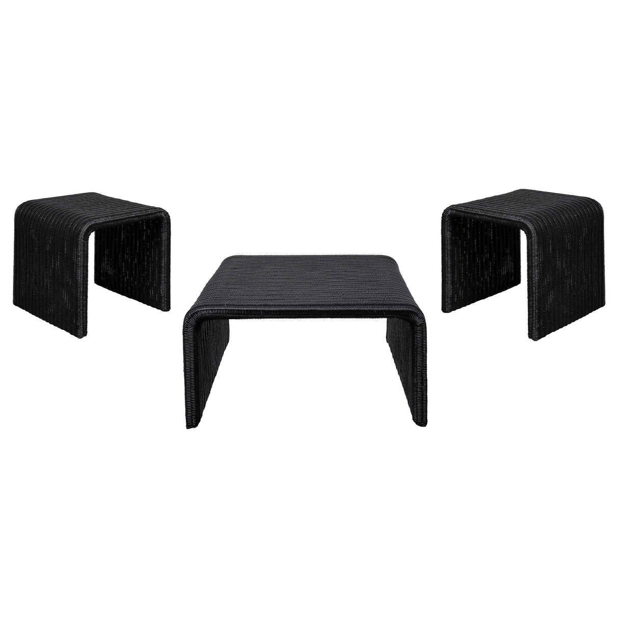Cahya Black 3-Piece Rattan Coffee and End Table Set by Coaster at Eve Furniture