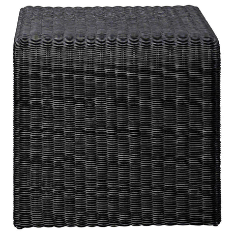 Cahya Black Woven Rattan Sqaure End Table by Coaster at Eve Furniture