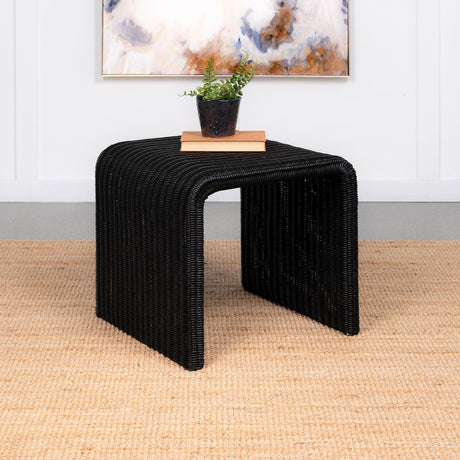 Cahya Black Woven Rattan Sqaure End Table by Coaster at Eve Furniture