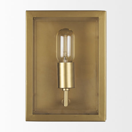 Cairn Brushed Gold Metal w/ Glass 1-Light Wall Sconce by Mercana at Eve Furniture
