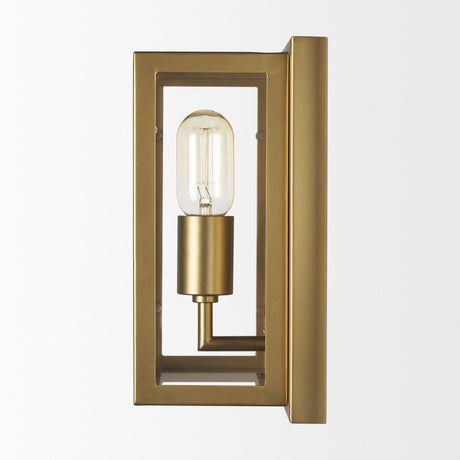 Cairn Brushed Gold Metal w/ Glass 1-Light Wall Sconce by Mercana at Eve Furniture