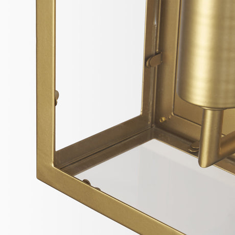 Cairn Brushed Gold Metal w/ Glass 1-Light Wall Sconce by Mercana at Eve Furniture