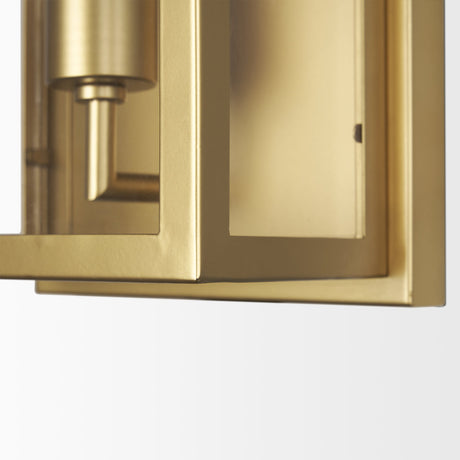 Cairn Brushed Gold Metal w/ Glass 1-Light Wall Sconce by Mercana at Eve Furniture