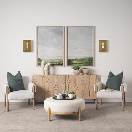 Cairn Brushed Gold Metal w/ Glass 1-Light Wall Sconce by Mercana at Eve Furniture