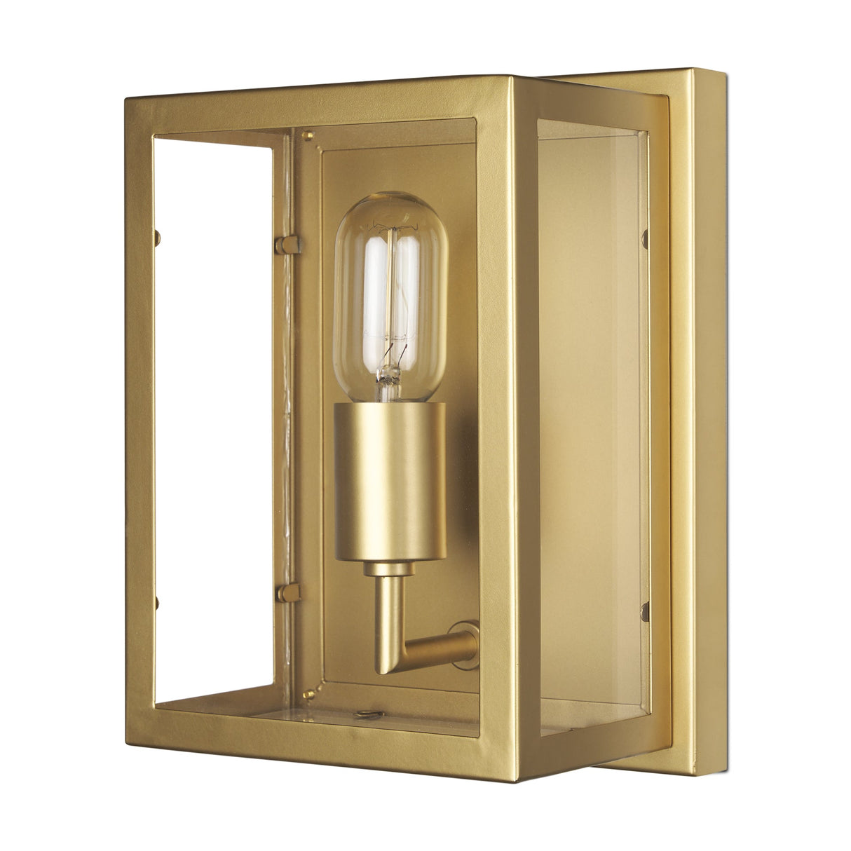 Cairn Brushed Gold Metal w/ Glass 1-Light Wall Sconce by Mercana at Eve Furniture