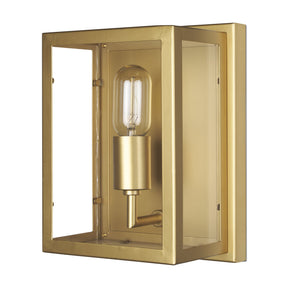 Cairn Brushed Gold Metal w/ Glass 1-Light Wall Sconce by Mercana at Eve Furniture