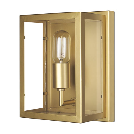 Cairn Brushed Gold Metal w/ Glass 1-Light Wall Sconce by Mercana at Eve Furniture