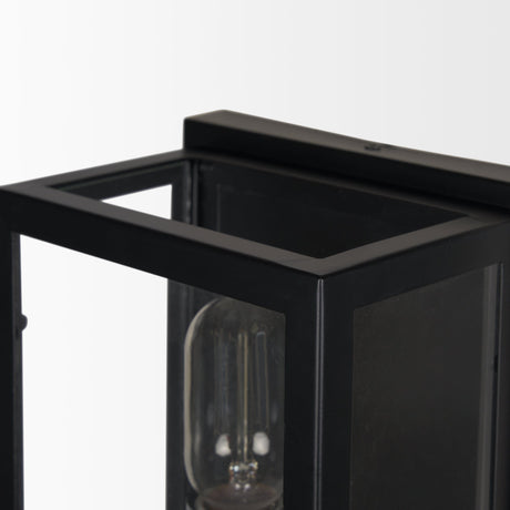 Cairn Matte Black Metal w/ Glass 1-Light Wall Sconce by Mercana at Eve Furniture