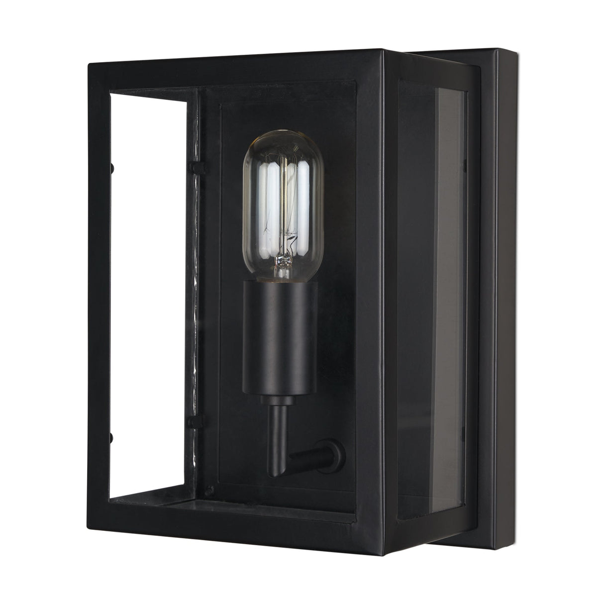 Cairn Matte Black Metal w/ Glass 1-Light Wall Sconce by Mercana at Eve Furniture