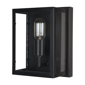 Cairn Matte Black Metal w/ Glass 1-Light Wall Sconce by Mercana at Eve Furniture