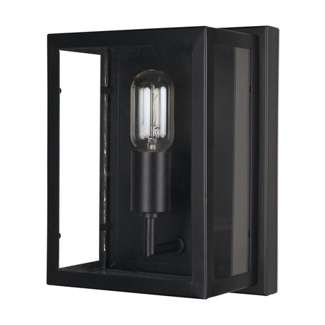 Cairn Matte Black Metal w/ Glass 1-Light Wall Sconce by Mercana at Eve Furniture