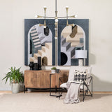 Cairo Brown Solid Wood Black Metal Base 4 Door Cabinet Sideboard by Mercana at Eve Furniture