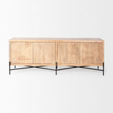 Cairo Brown Solid Wood Black Metal Base 4 Door Cabinet Sideboard by Mercana at Eve Furniture