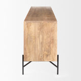Cairo Brown Solid Wood Black Metal Base 4 Door Cabinet Sideboard by Mercana at Eve Furniture