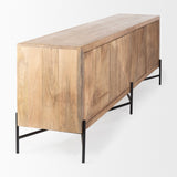 Cairo Brown Solid Wood Black Metal Base 4 Door Cabinet Sideboard by Mercana at Eve Furniture