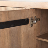 Cairo Brown Solid Wood Black Metal Base 4 Door Cabinet Sideboard by Mercana at Eve Furniture
