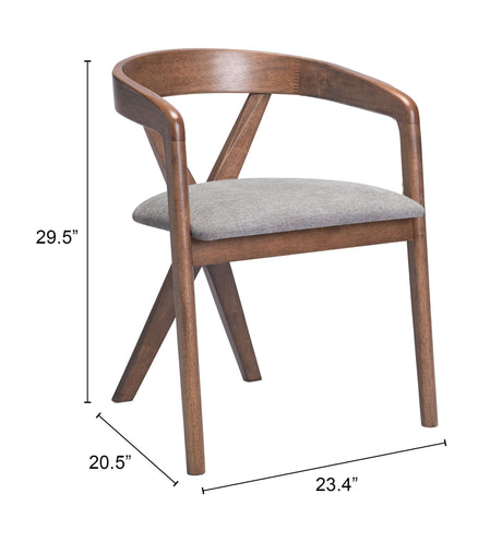 Cairo Dove Gray & Walnut Dining Chair by Zuomod at Eve Furniture