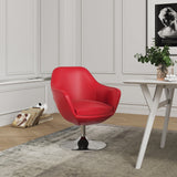 Caisson Faux Leather Swivel Accent Chair in Red and Polished Chrome by Manhattan Comfort at Eve Furniture