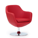 Caisson Faux Leather Swivel Accent Chair in Red and Polished Chrome (set of 2) by Manhattan Comfort at Eve Furniture