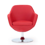Caisson Faux Leather Swivel Accent Chair in Red and Polished Chrome (set of 2) by Manhattan Comfort at Eve Furniture