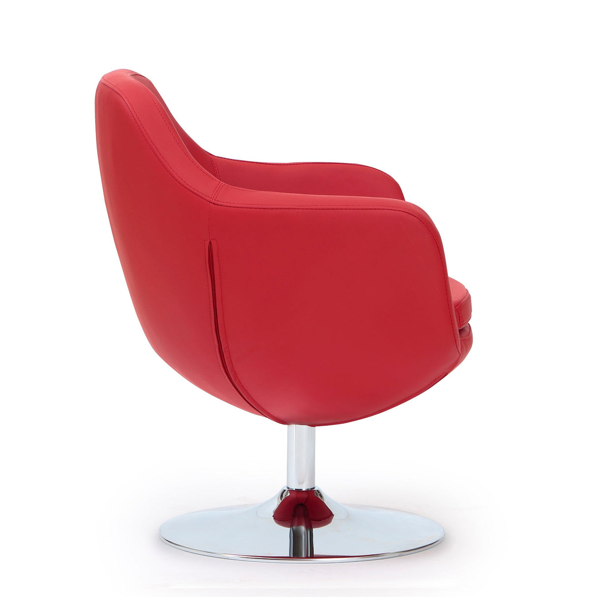 Caisson Faux Leather Swivel Accent Chair in Red and Polished Chrome (set of 2) by Manhattan Comfort at Eve Furniture