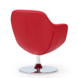 Caisson Faux Leather Swivel Accent Chair in Red and Polished Chrome (set of 2) by Manhattan Comfort at Eve Furniture