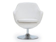 Caisson Faux Leather Swivel Accent Chair in White and Polished Chrome by Manhattan Comfort at Eve Furniture