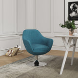 Caisson Swivel Accent Chair in Blue and Polished Chrome by Manhattan Comfort at Eve Furniture