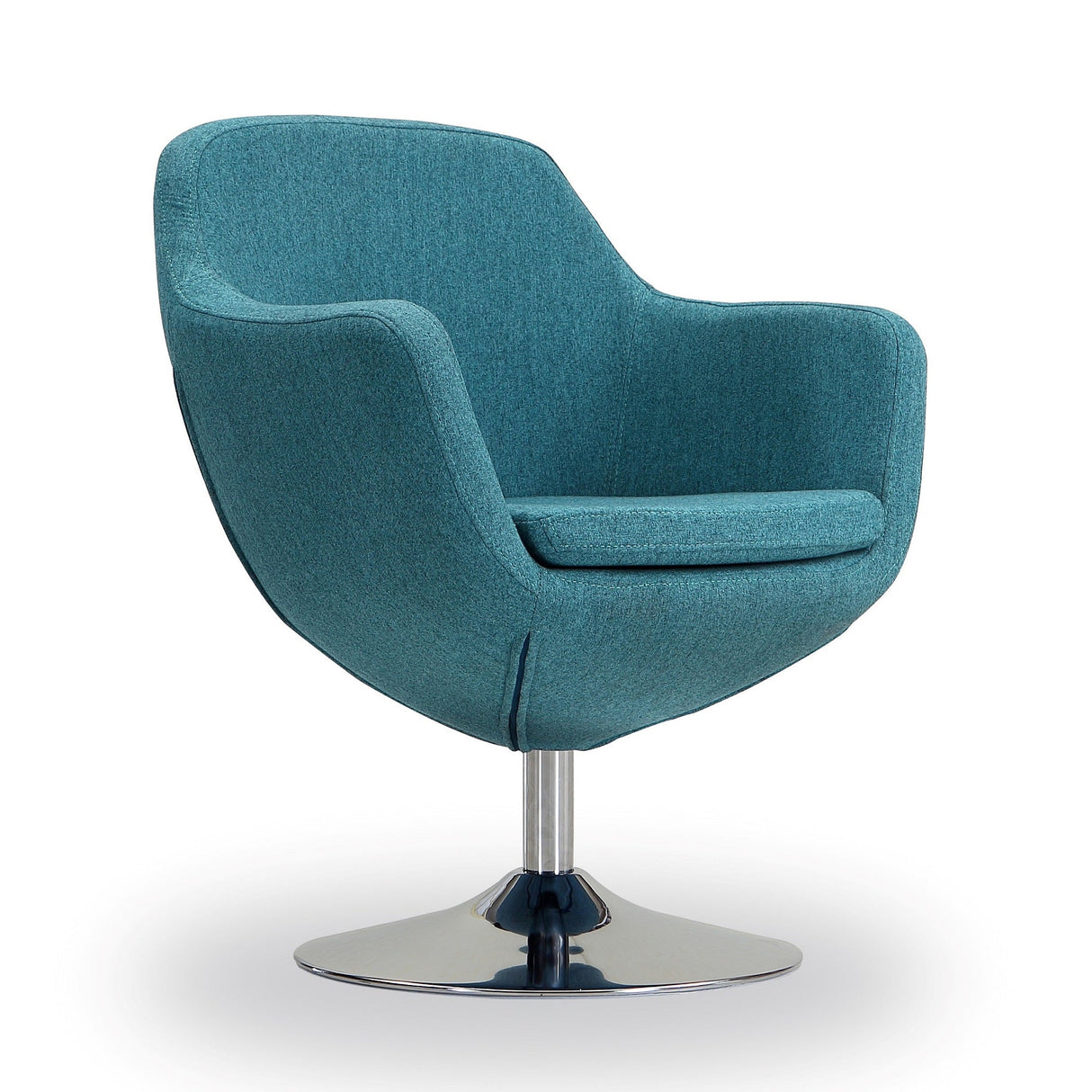 Caisson Swivel Accent Chair in Blue and Polished Chrome (set of 2) by Manhattan Comfort at Eve Furniture