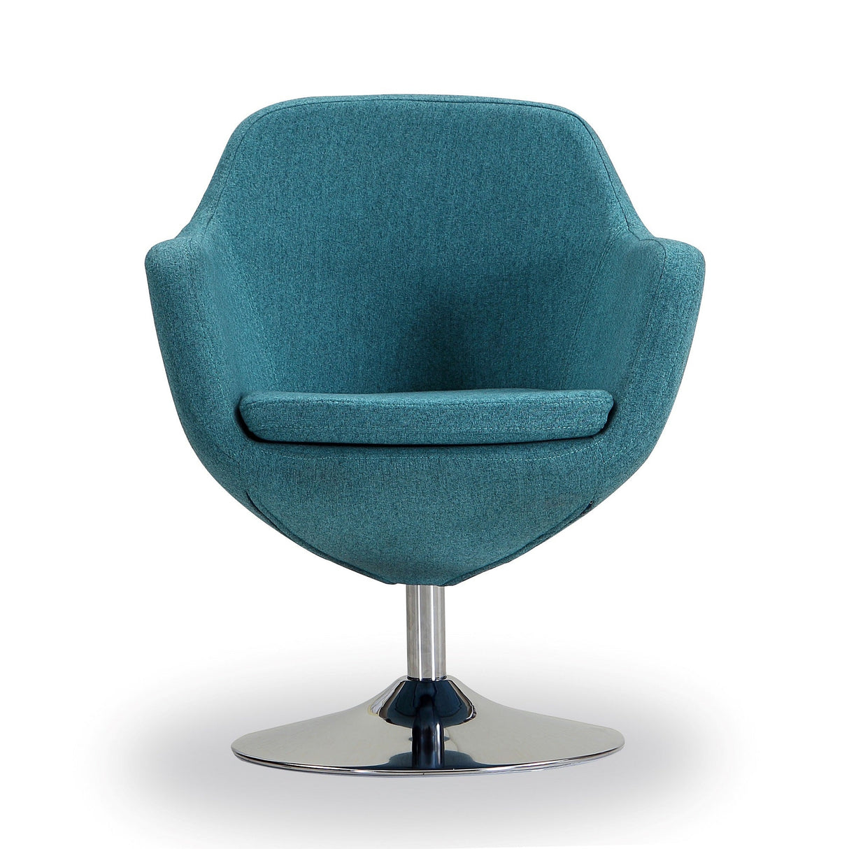 Caisson Swivel Accent Chair in Blue and Polished Chrome (set of 2) by Manhattan Comfort at Eve Furniture
