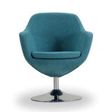 Caisson Swivel Accent Chair in Blue and Polished Chrome (set of 2) by Manhattan Comfort at Eve Furniture