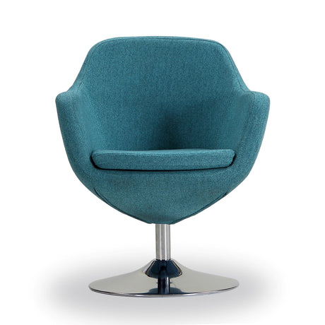 Caisson Swivel Accent Chair in Blue and Polished Chrome (set of 2) by Manhattan Comfort at Eve Furniture