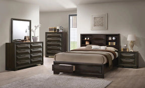 Caistor Espresso King Bookcase Storage Bed by Furniture of America at Eve Furniture