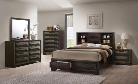 Caistor Espresso King Bookcase Storage Bed by Furniture of America at Eve Furniture