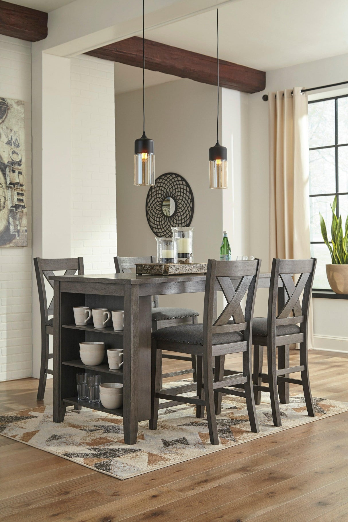 Caitbrook Gray Counter Height Dining Table and 4 Barstools by Ashley at Eve Furniture