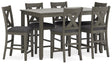 Caitbrook Gray Counter Height Dining Table and 6 Bar Stools by Ashley at Eve Furniture