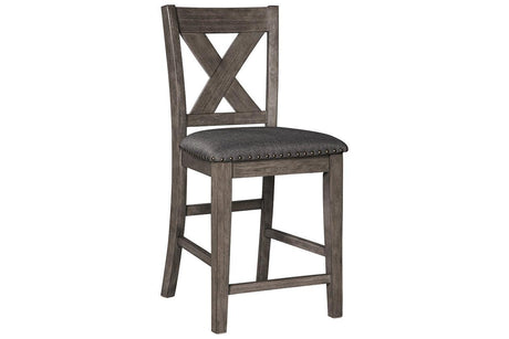 Caitbrook Gray Counter Height Upholstered Barstool, Set of 2 by Ashley at Eve Furniture